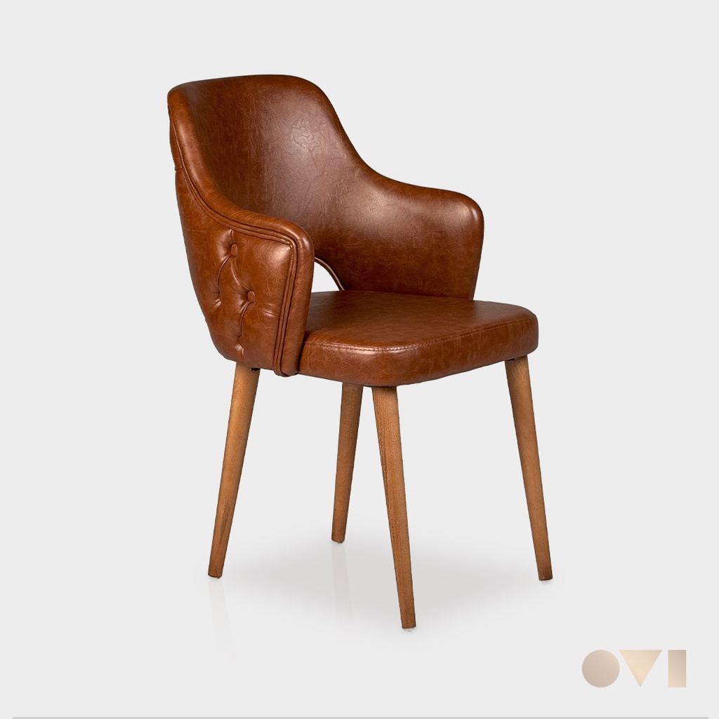 TORVI | INDOOR DINING LEATHER WOODEN ARMCHAIR